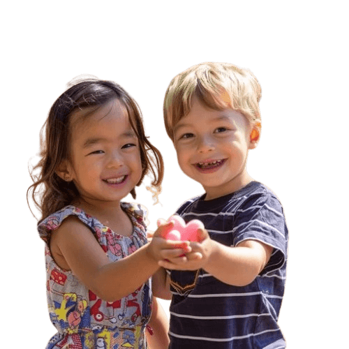 Happy children learning together